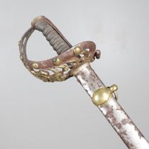 A VICTORIAN 1834/1874 PATTERN HOUSEHOLD CAVALRY OFFICER'S SWORD AND SCABBARD.