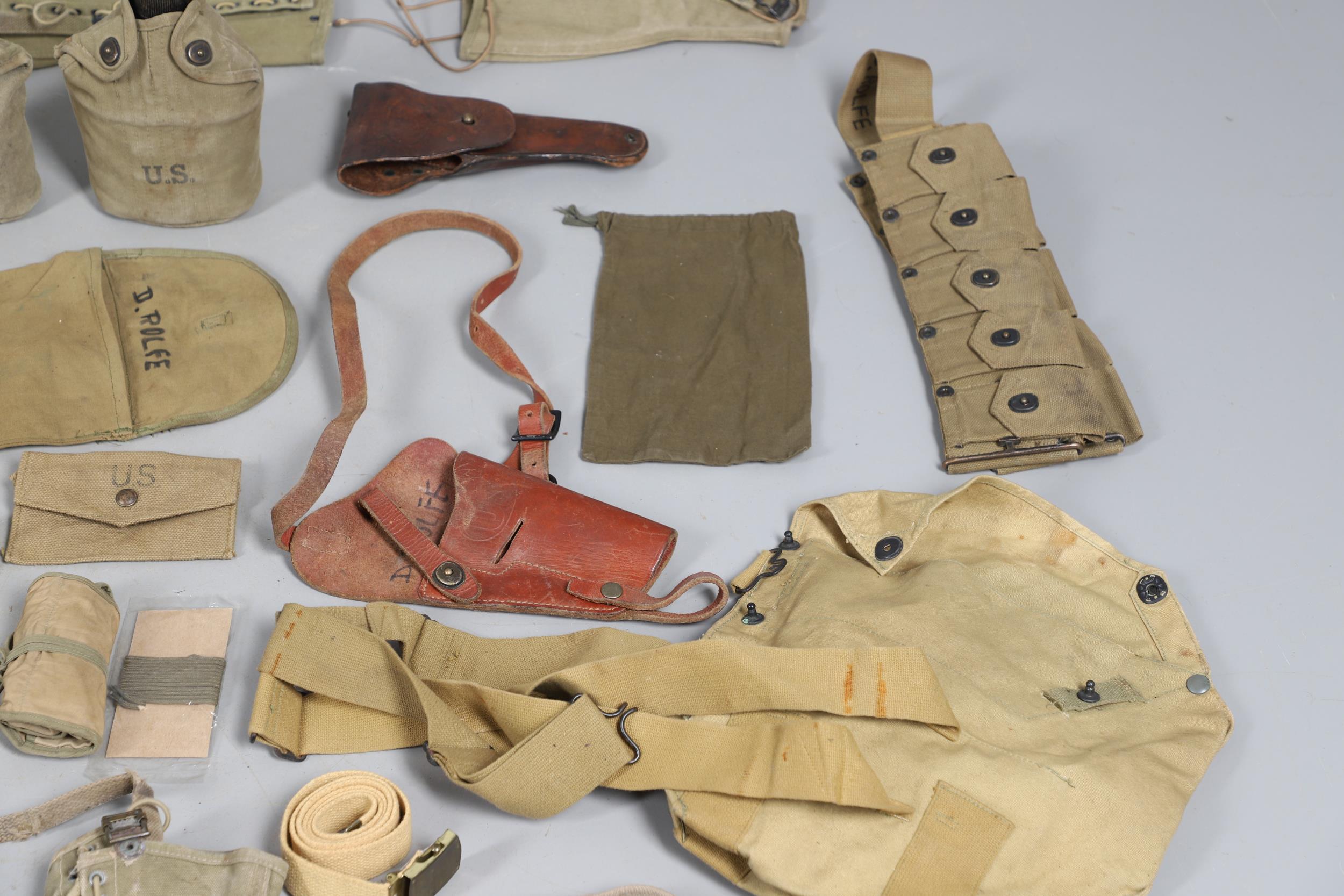 A COLLECTION OF SECOND WORLD WAR AND LATER AMERICAN WEBBING AND SIMILAR ITEMS. - Image 8 of 29