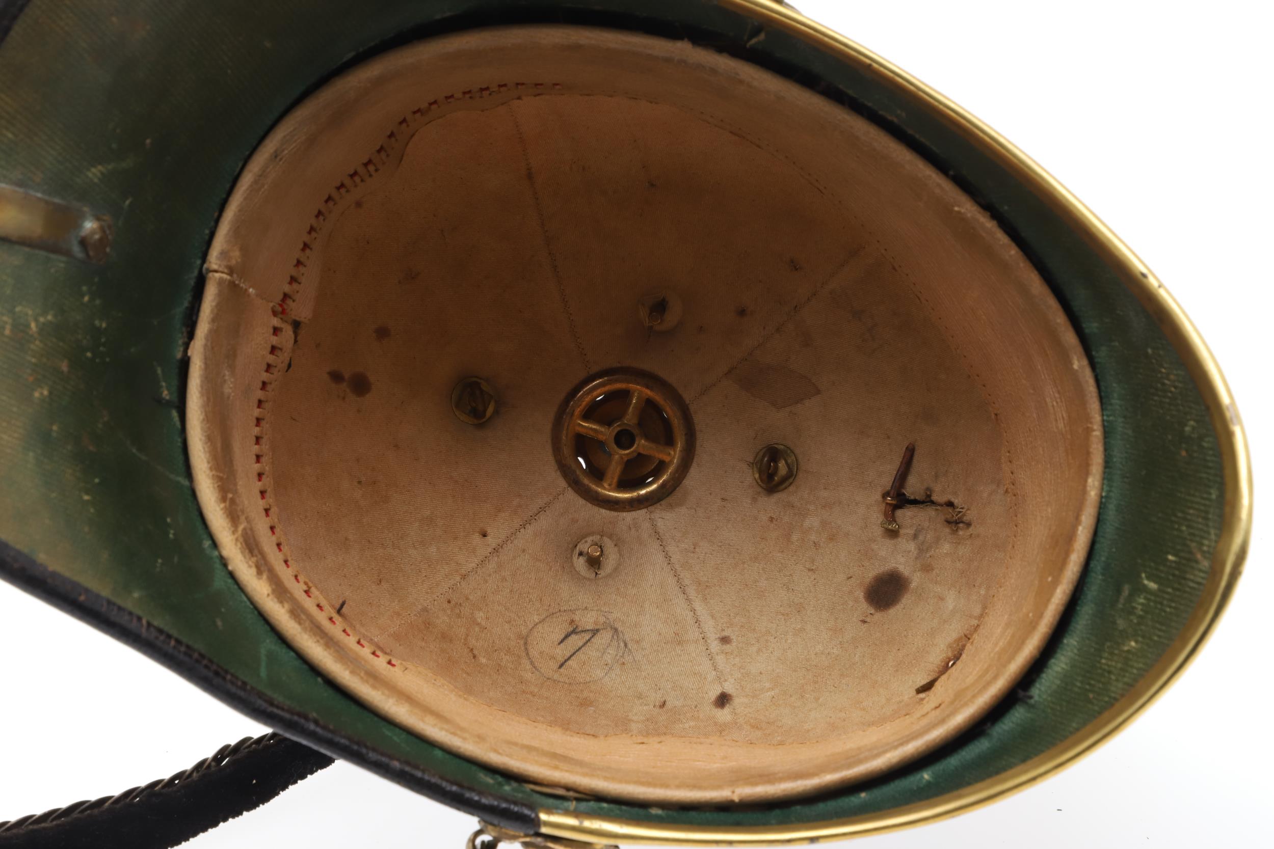 A SOUTH STAFFORDSHIRE REGIMENT OFFICER'S BLUE CLOTH HOME SERVICE HELMET. - Image 9 of 13