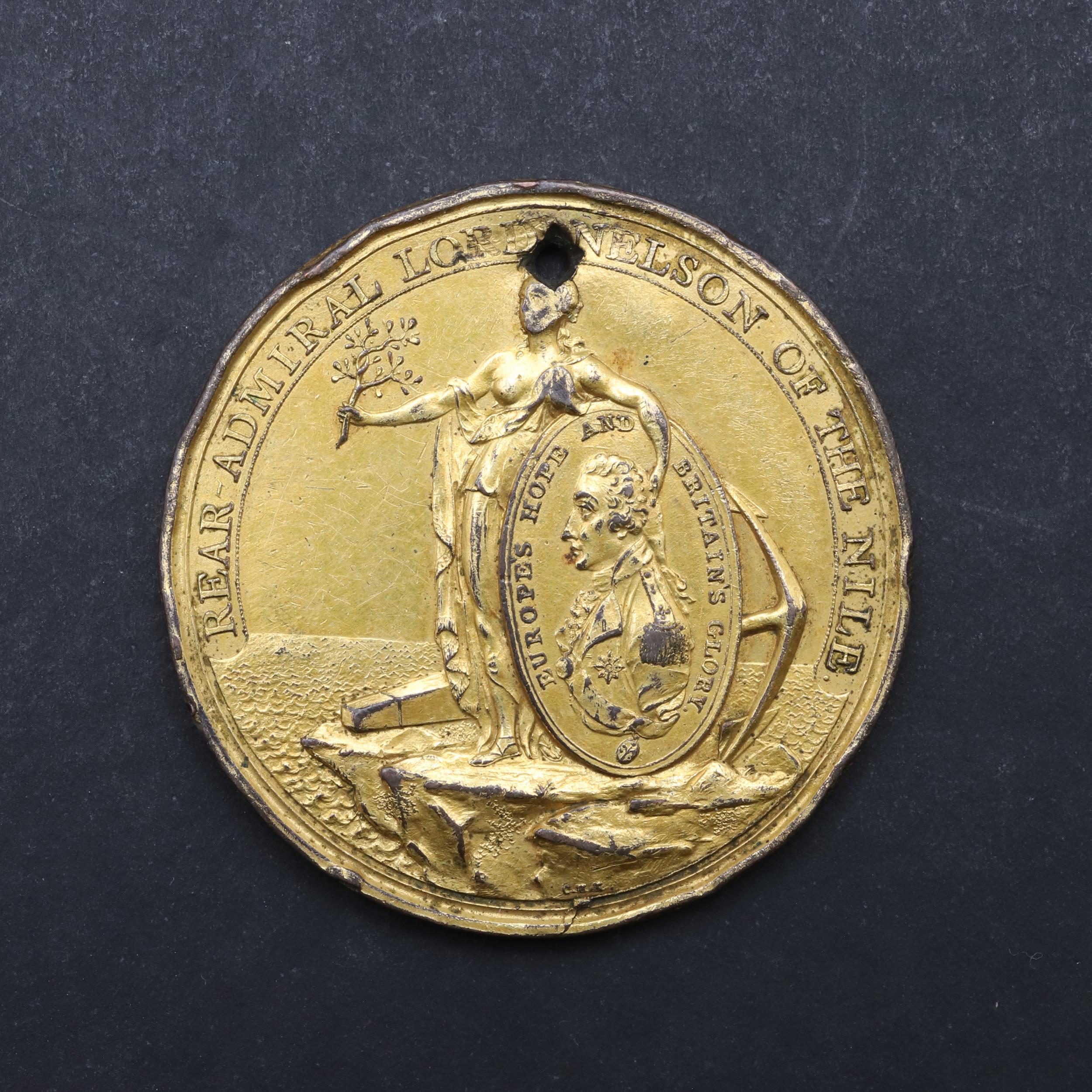 DAVISON'S MEDAL FOR THE BATTLE OF THE NILE, 1798, AWARDED TO THOMAS MATCHER, DEFENCE.