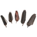 A COLLECTION OF FIVE SECOND WORLD WAR AND LATER POCKET KNIVES.