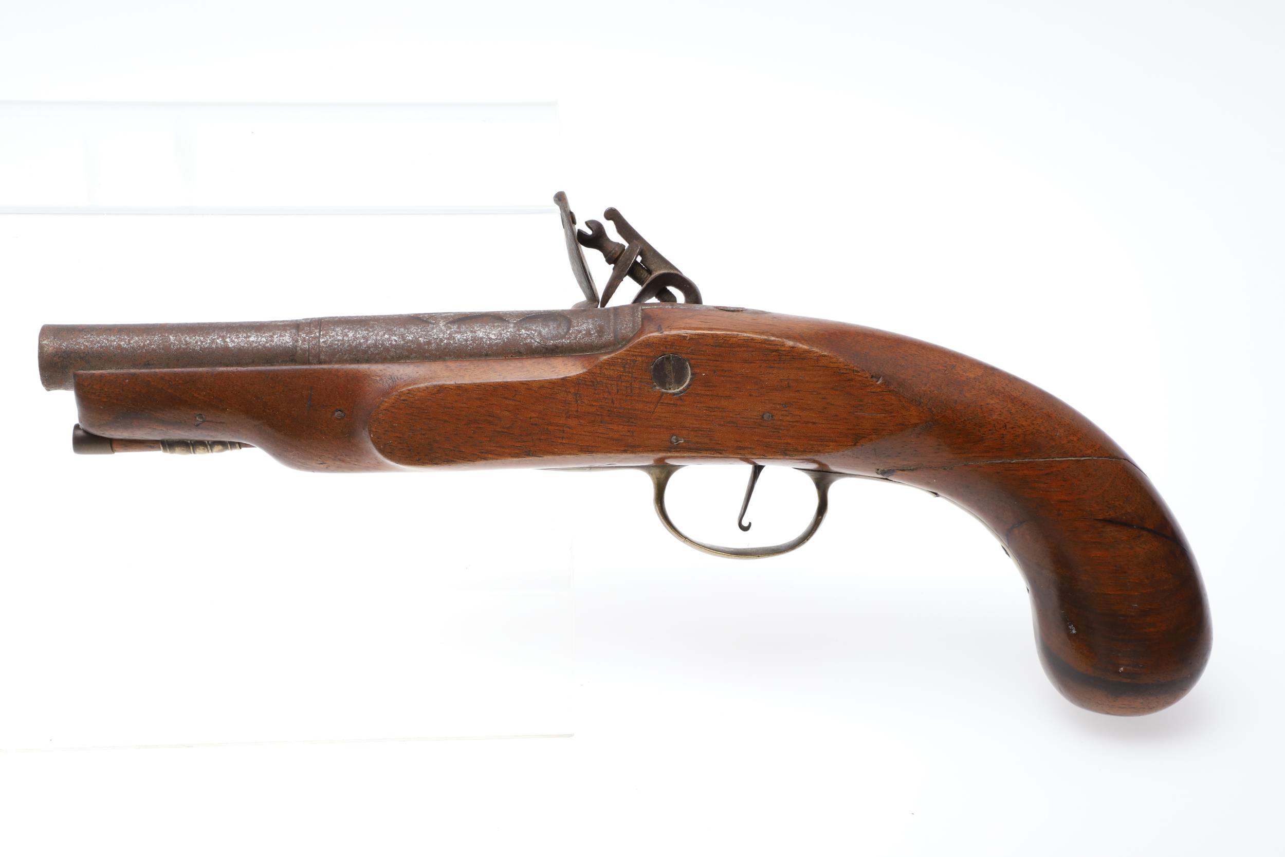 AN EARLY 19TH CENTURY OVERCOAT PISTOL BY C. MALDON. - Image 9 of 10