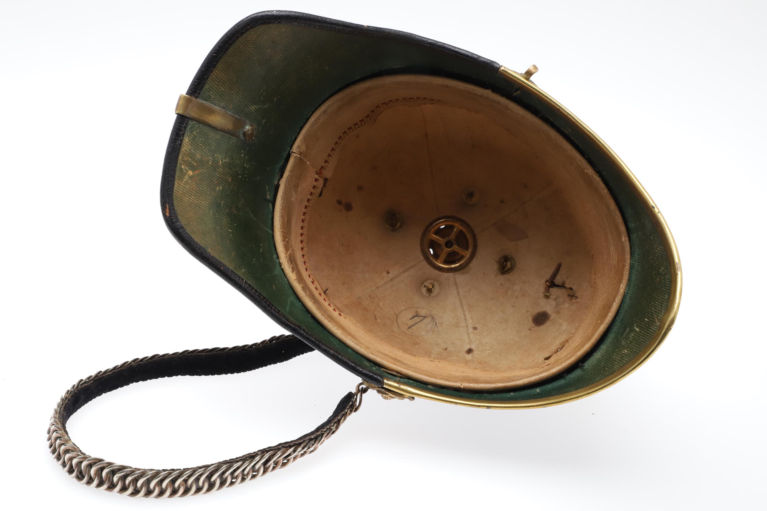 A SOUTH STAFFORDSHIRE REGIMENT OFFICER'S BLUE CLOTH HOME SERVICE HELMET. - Image 8 of 13
