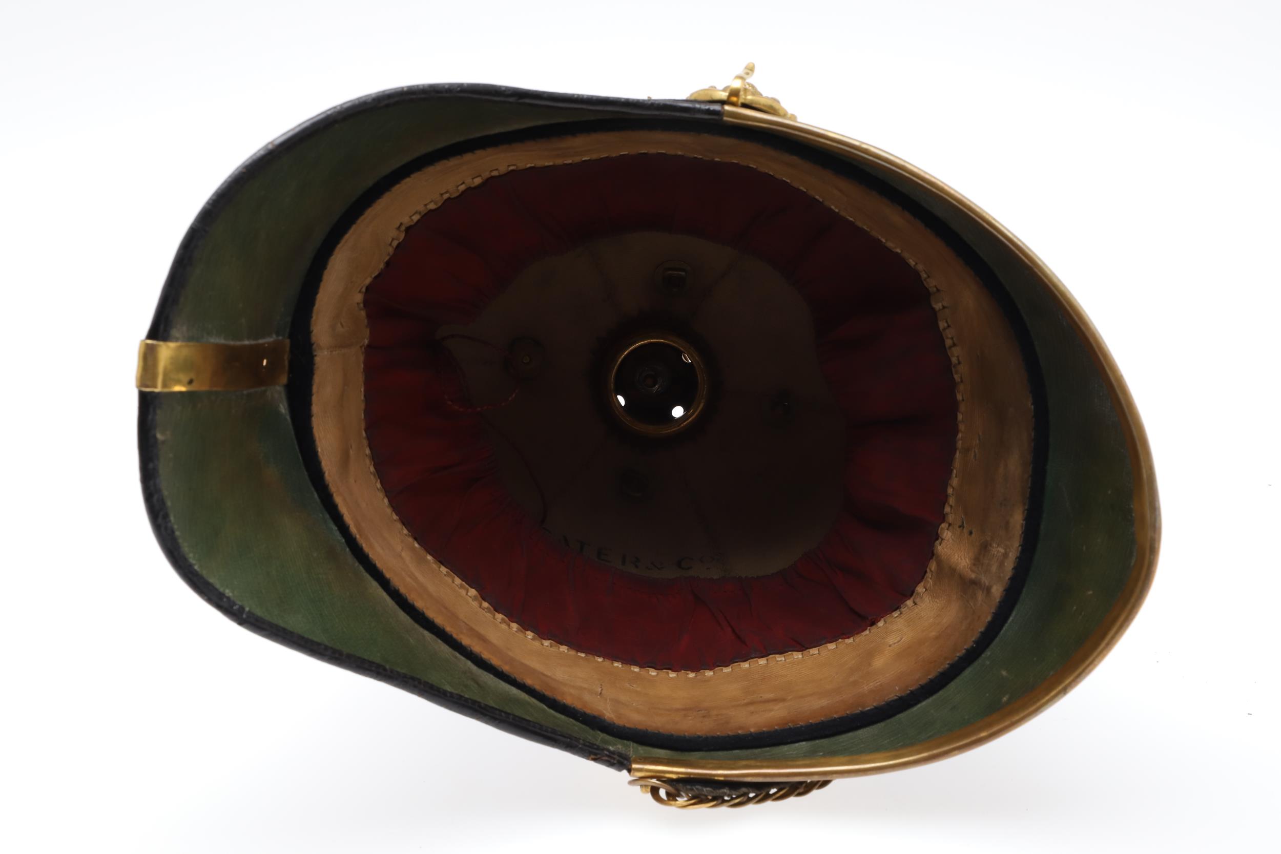 A ROYAL WEST SURREY REGIMENT OFFICER'S BLUE CLOTH HOME SERVICE HELMET. - Image 8 of 12