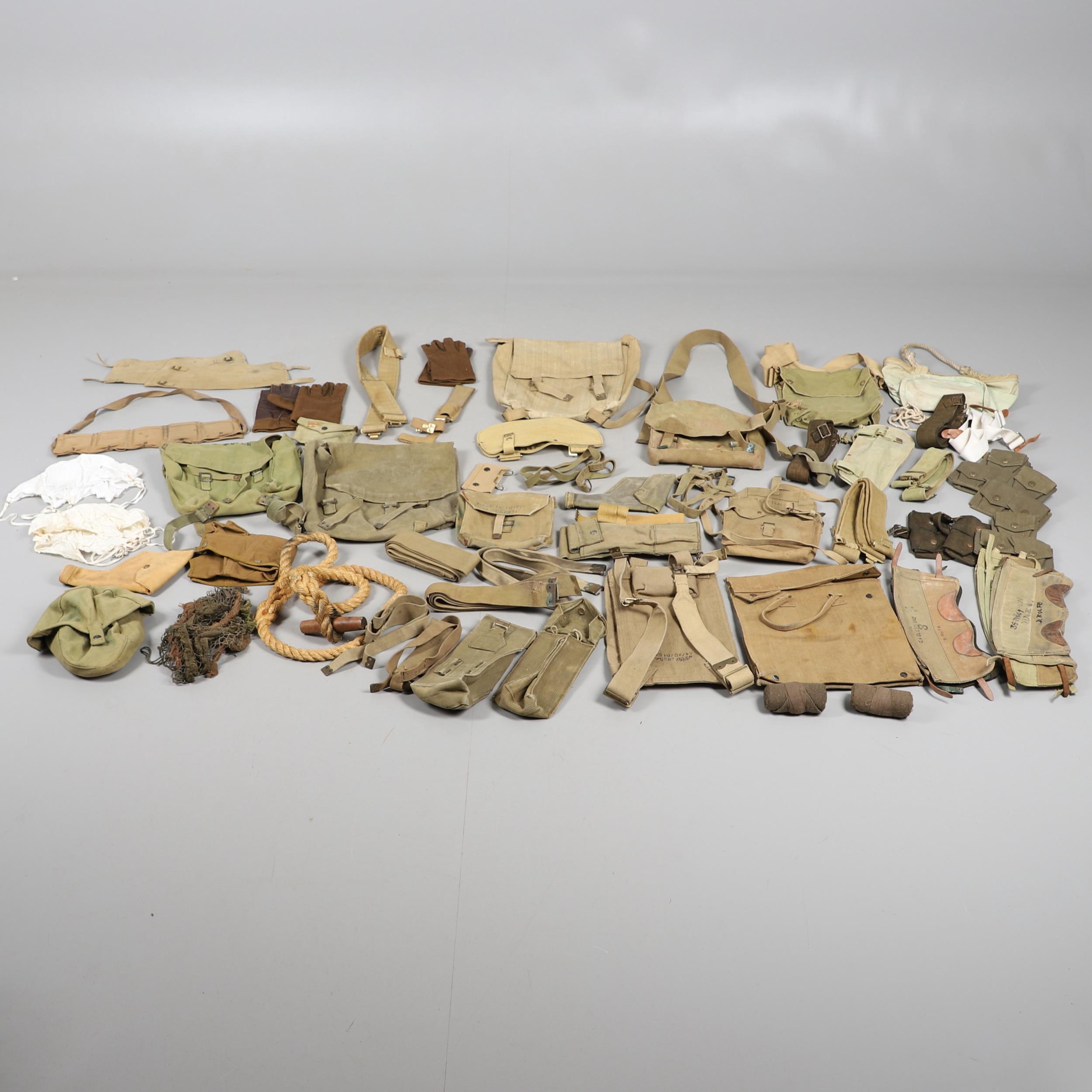 A LARGE COLLECTION OF SECOND WORLD WAR AND LATER WEBBING AND SIMILAR ITEMS.