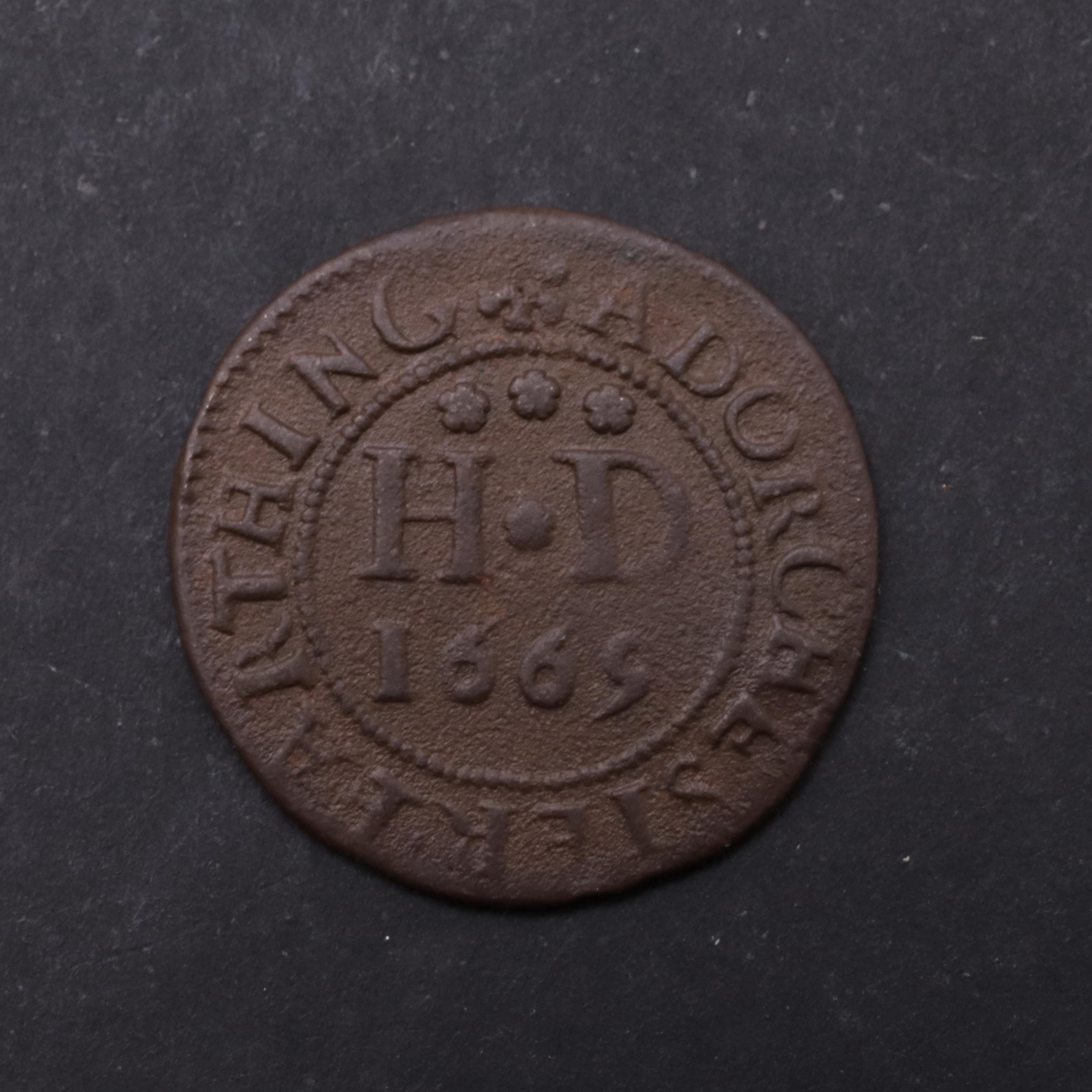 A 17TH CENTURY DORCHESTER FARTHING. - Image 2 of 3