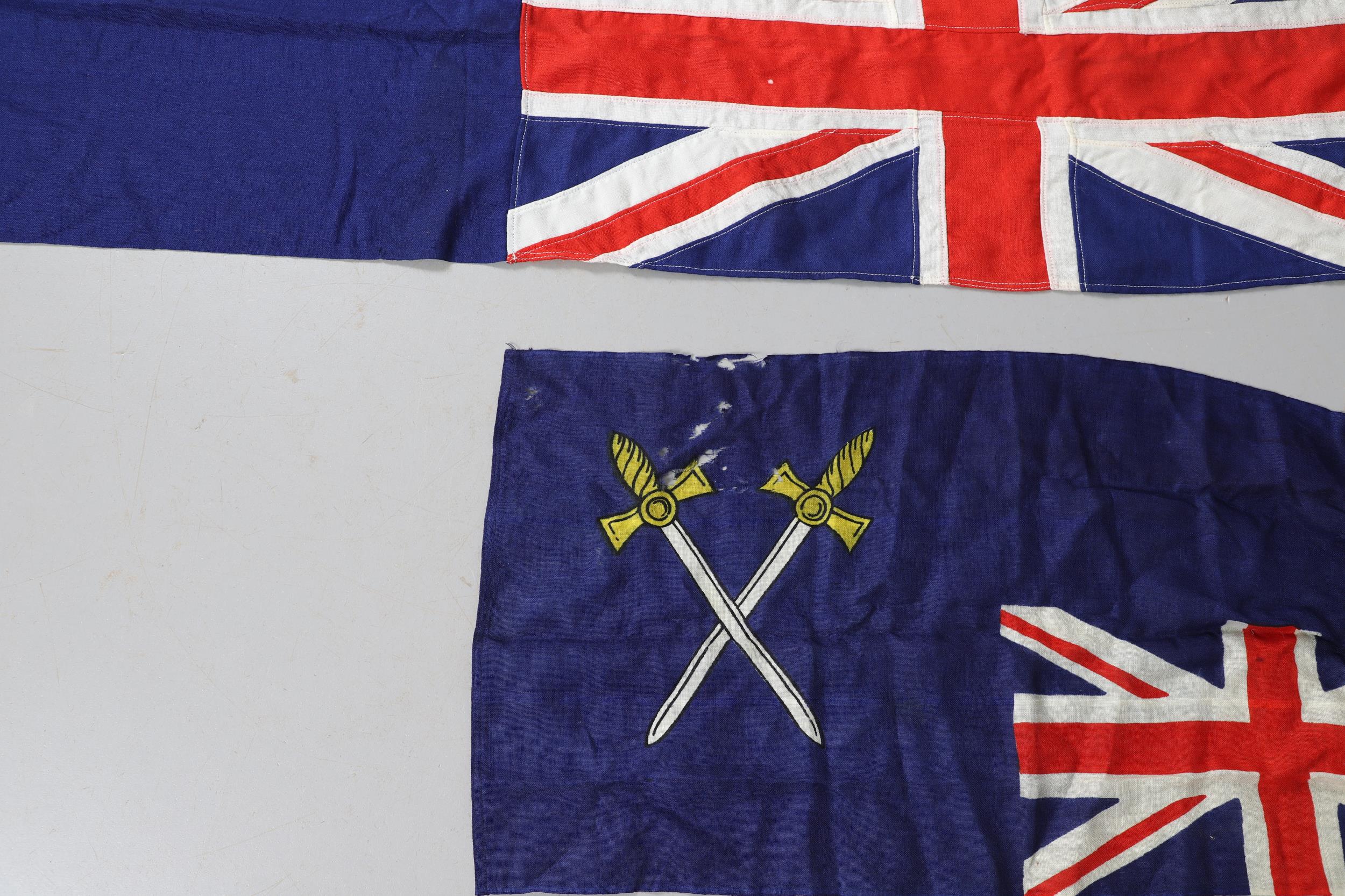 TWO ROYAL FLEET AUXILIARY BLUE ENSIGN FLAGS. - Bild 3 aus 10