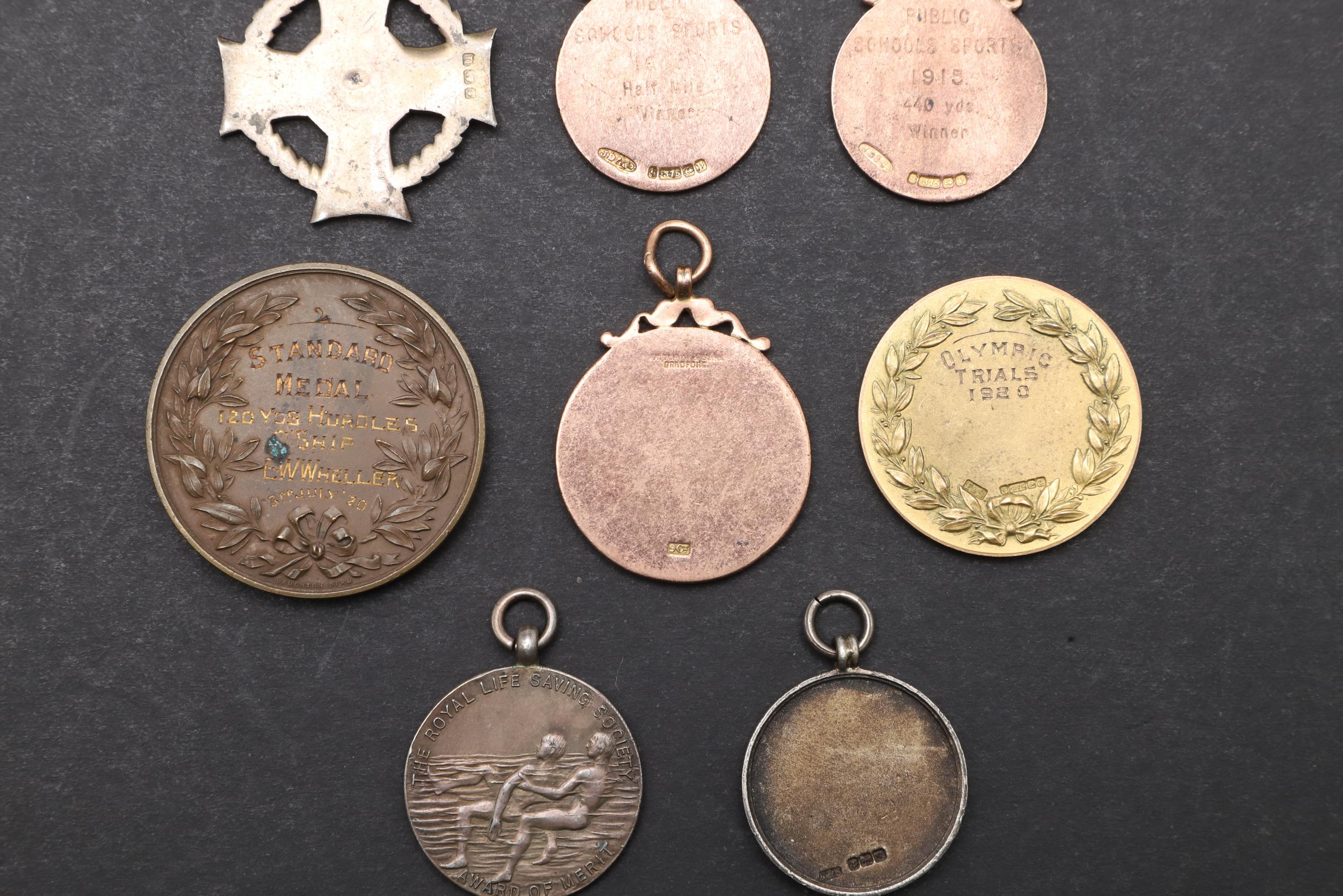 A COLLECTION OF GOLD AND SILVER SPORTING MEDALS TO INCLUDE A 1920'S OLYMPIC TRIALS MEDAL. - Image 7 of 8