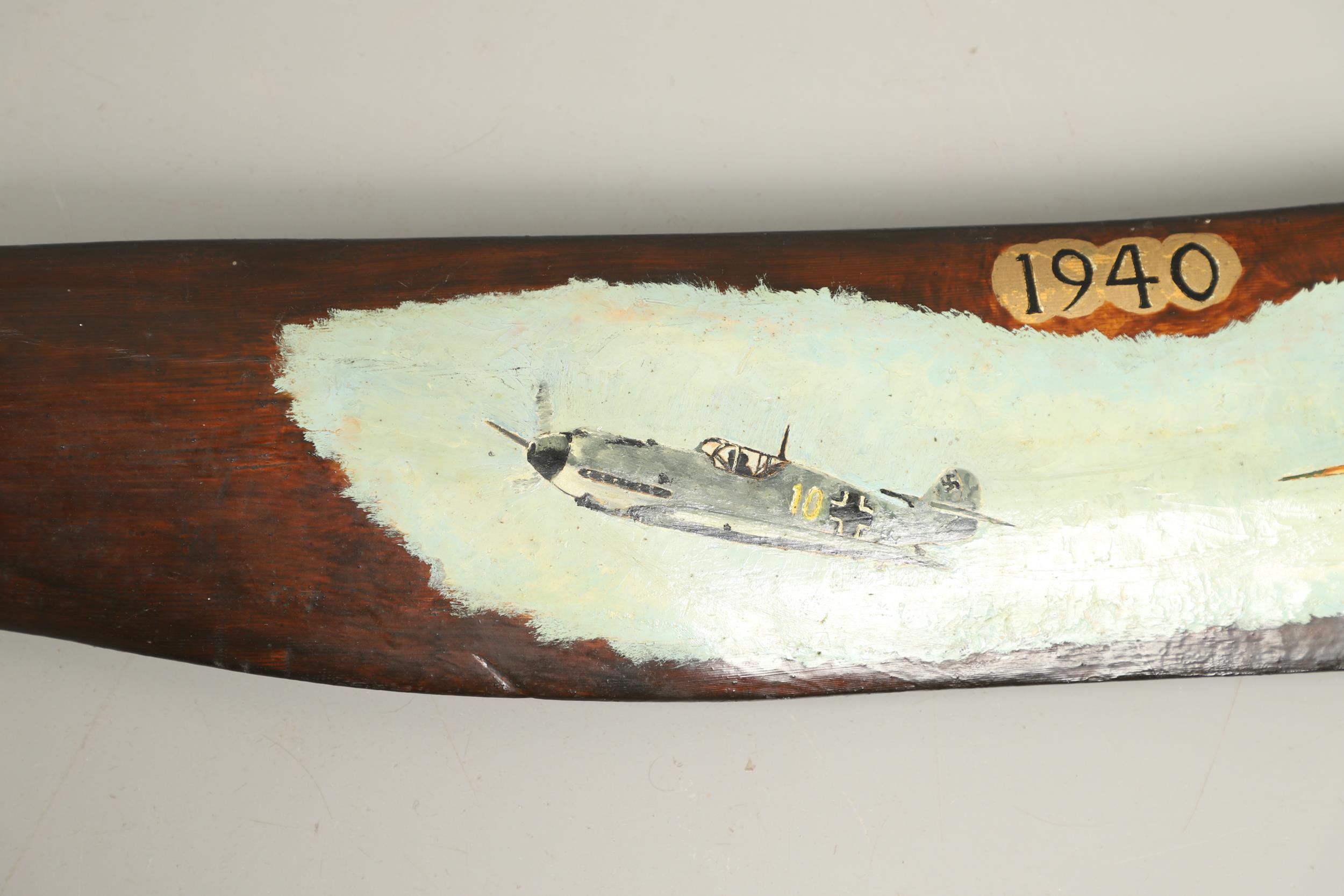 A BATTLE OF BRITAIN PAINTED WOODEN PROPELLER BLADE. - Image 3 of 11