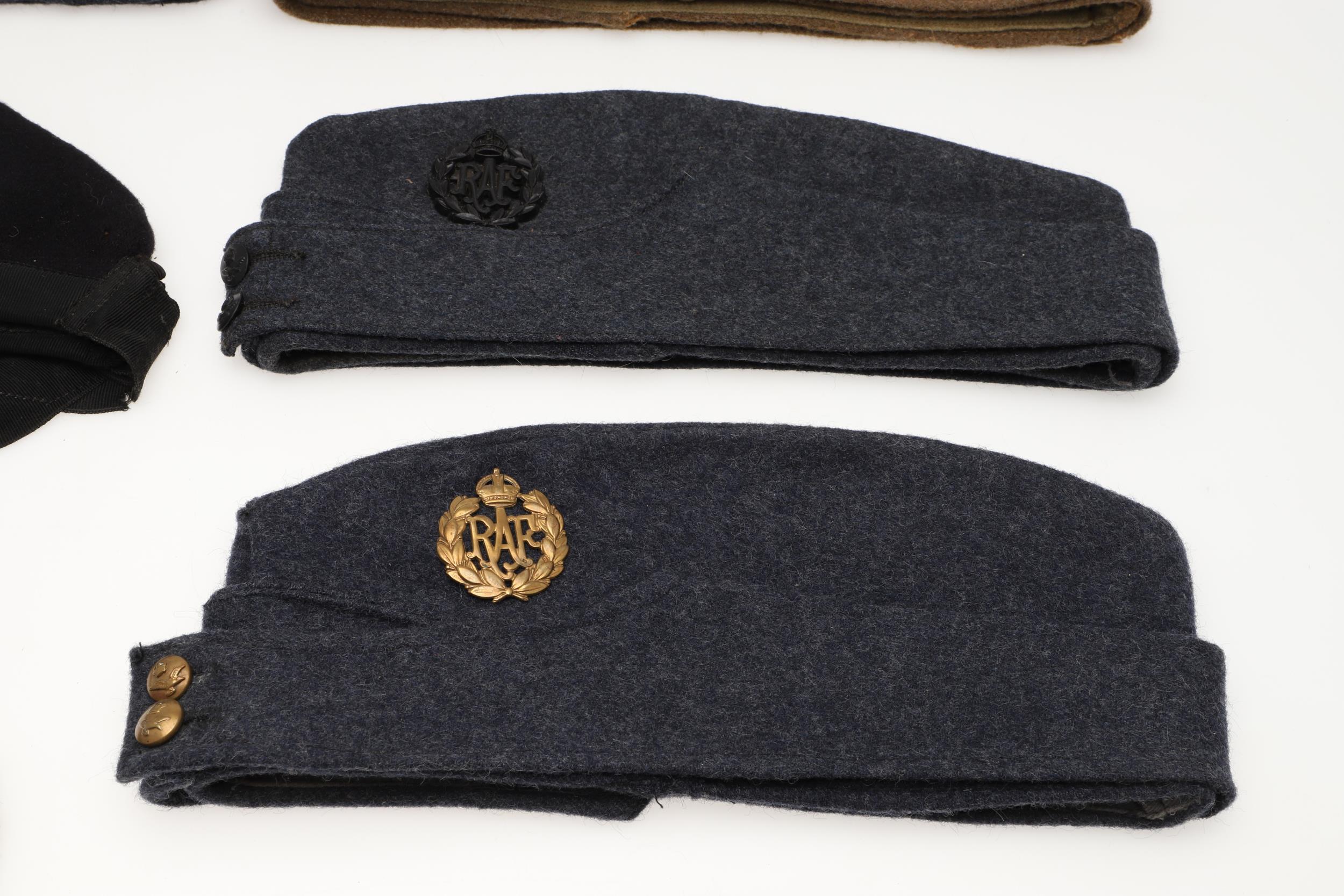 A COLLECTION OF EIGHT SECOND WORLD WAR AND LATER MILITARY ISSUE SIDE CAPS. - Image 5 of 7