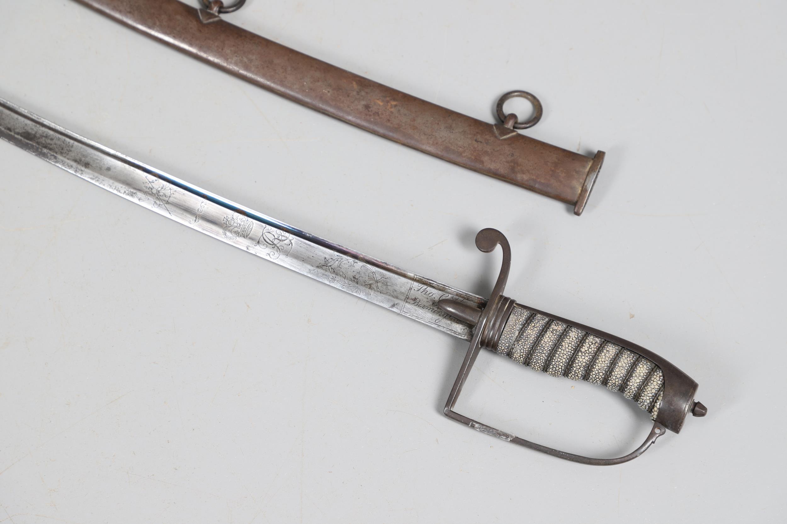 A 1788 PATTERN LIGHT CAVALRY OFFICER'S SWORD AND SCABBARD BY THOMAS GILL OF BIRMINGHAM. - Image 10 of 16