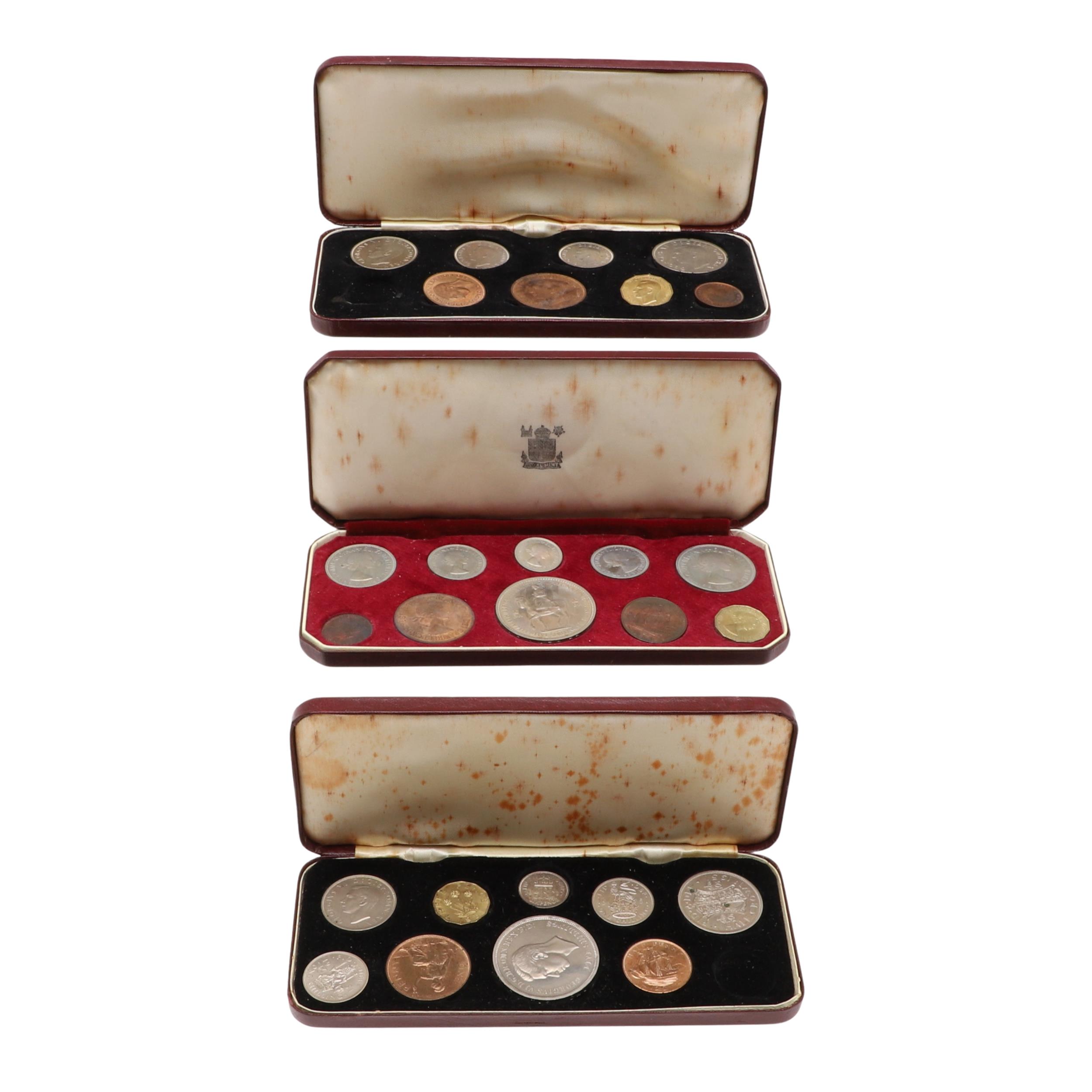 THREE MID 20TH CENTURY SPECIMEN COIN SETS, 1950, 1951 AND 1953.