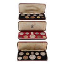 THREE MID 20TH CENTURY SPECIMEN COIN SETS, 1950, 1951 AND 1953.