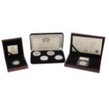 A COLLECTION OF AMERICAN AND OTHER HISTORIC SILVER ISSUES IN PRESENTATION CASES.