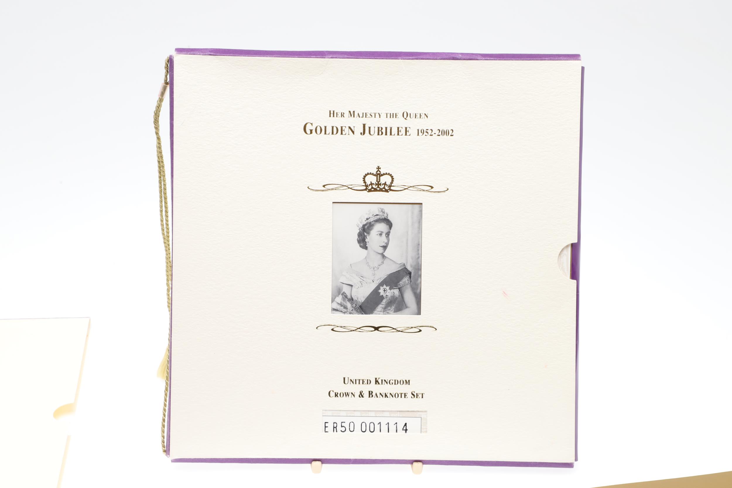 TWO CONSECUTIVE GOLDEN JUBILEE PRESENTATION ROYAL MINT COIN AND NOTE SETS. - Image 2 of 9