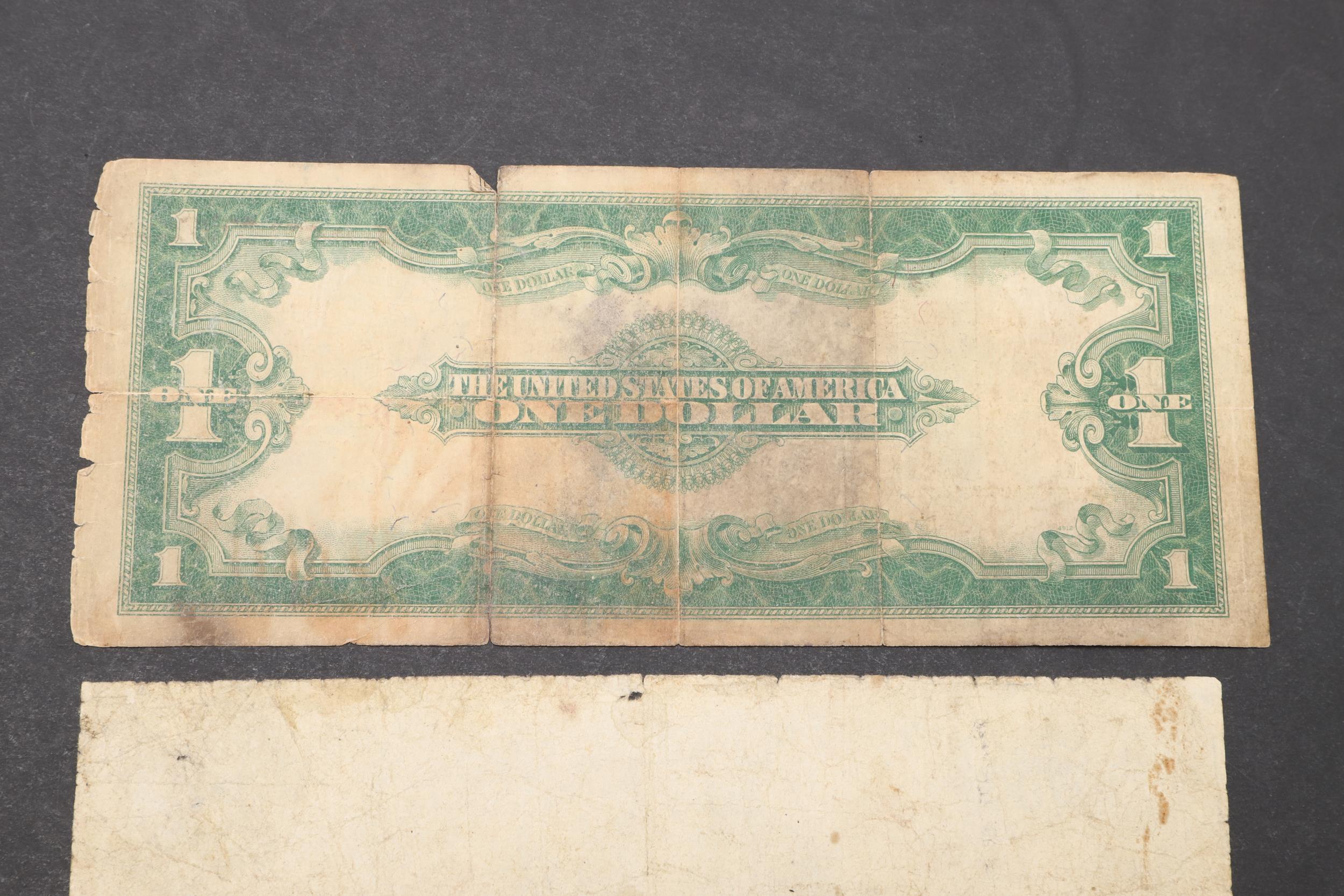 A CONFEDERATE STATES RICHMOND FIVE DOLLAR NOTE AND A ONE DOLLAR NOTE. - Image 4 of 5