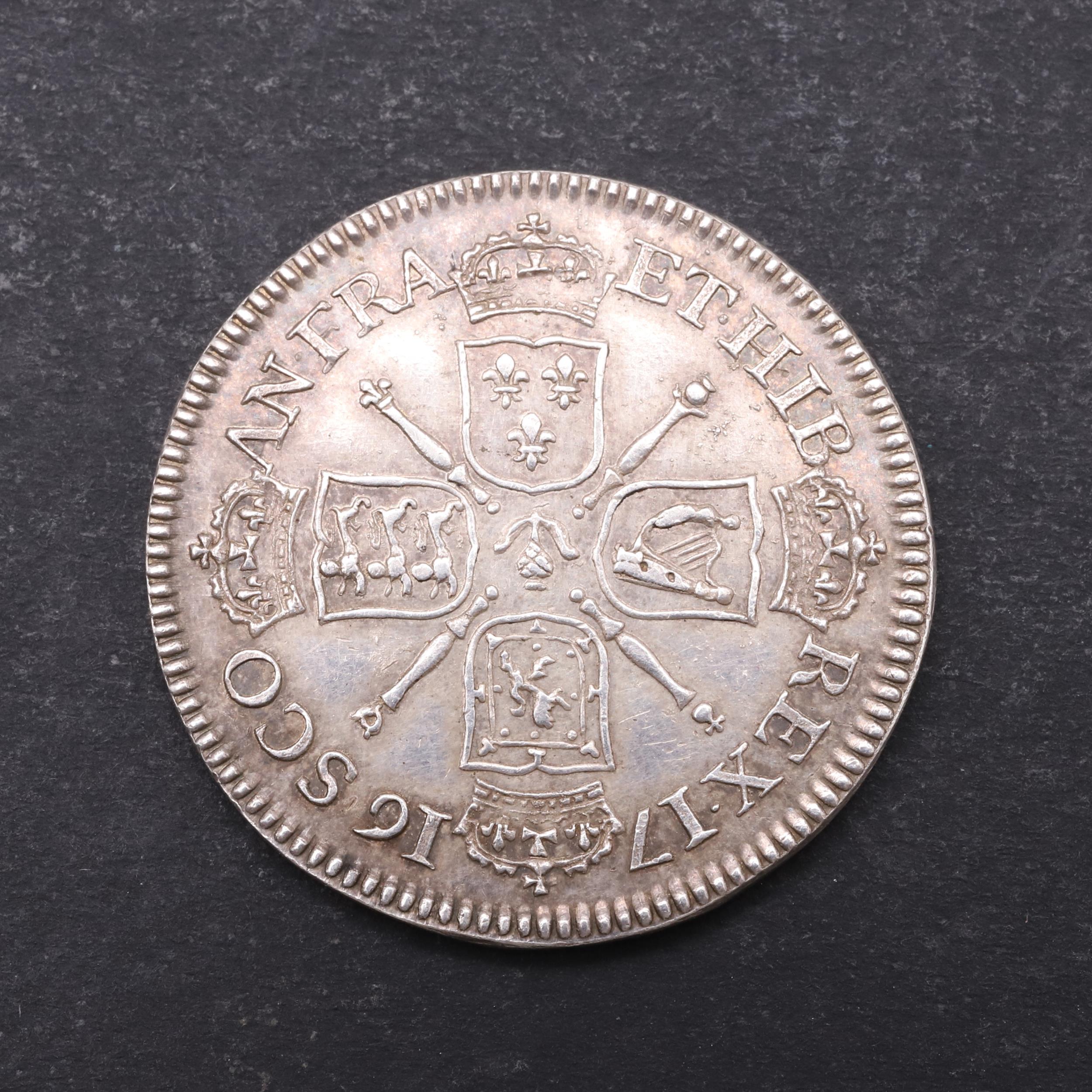 A JAMES VIII OF SCOTLAND SILVER GUINEA (1716) 1828 STRIKE. - Image 2 of 3