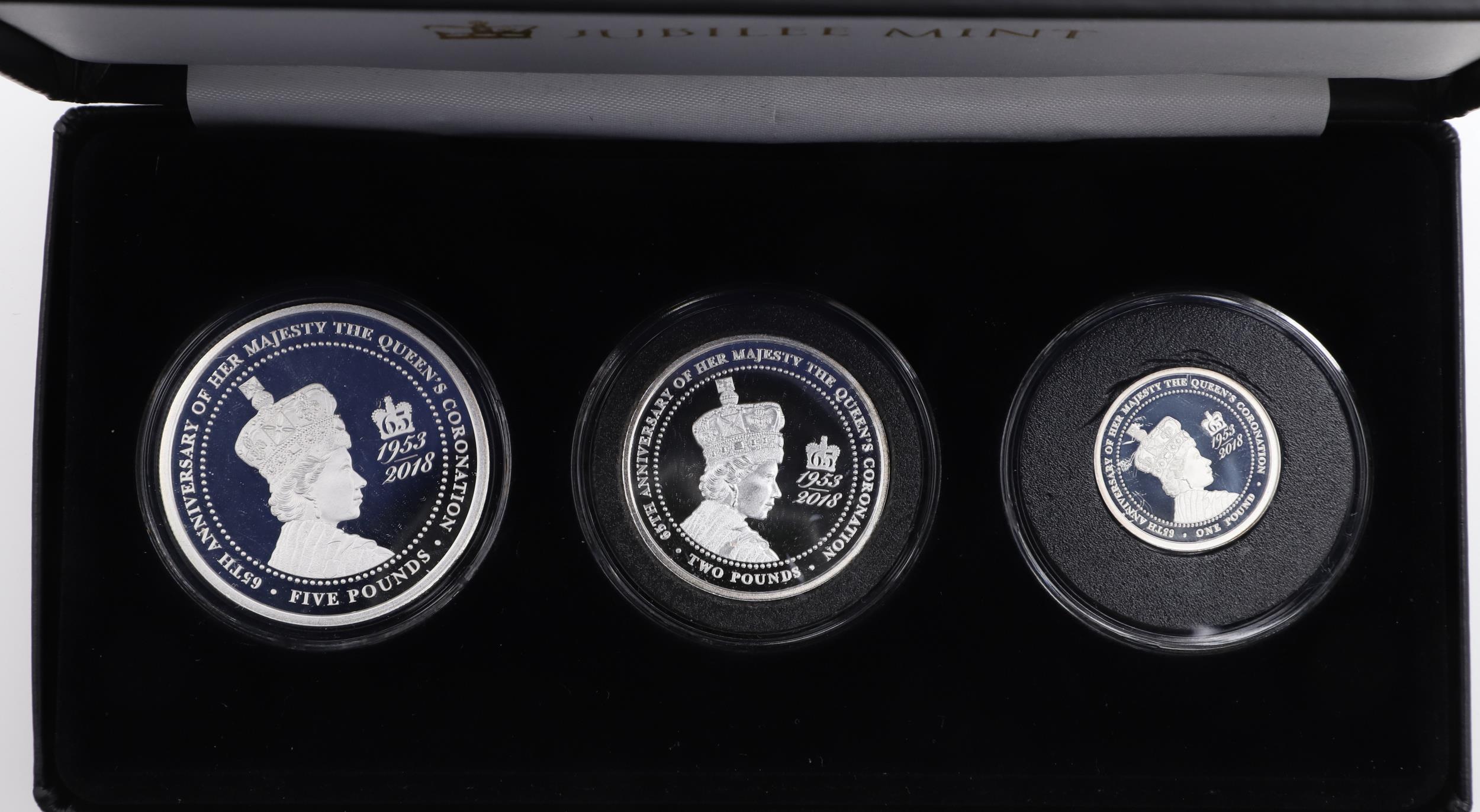 THREE JUBILEE MINT THREE COIN SILVER PROOF ROYALTY THEMED ISSUES, 2014, 2016 AND 2018. - Image 6 of 10