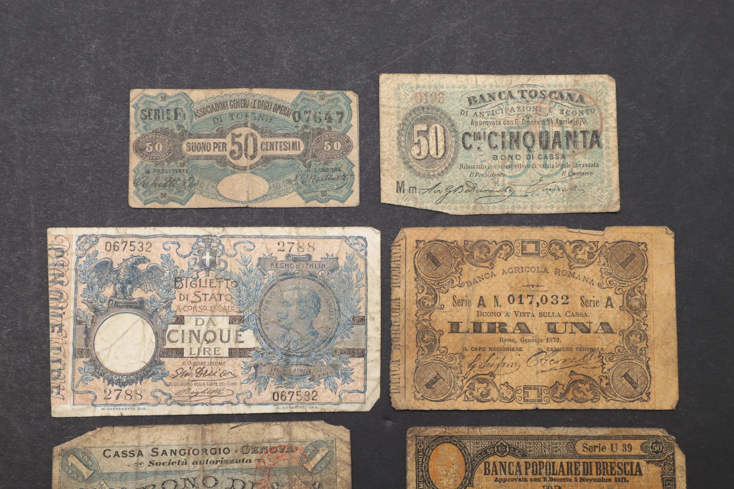 A COLLECTION OF EARLY ITALIAN BANKNOTES. - Image 2 of 6