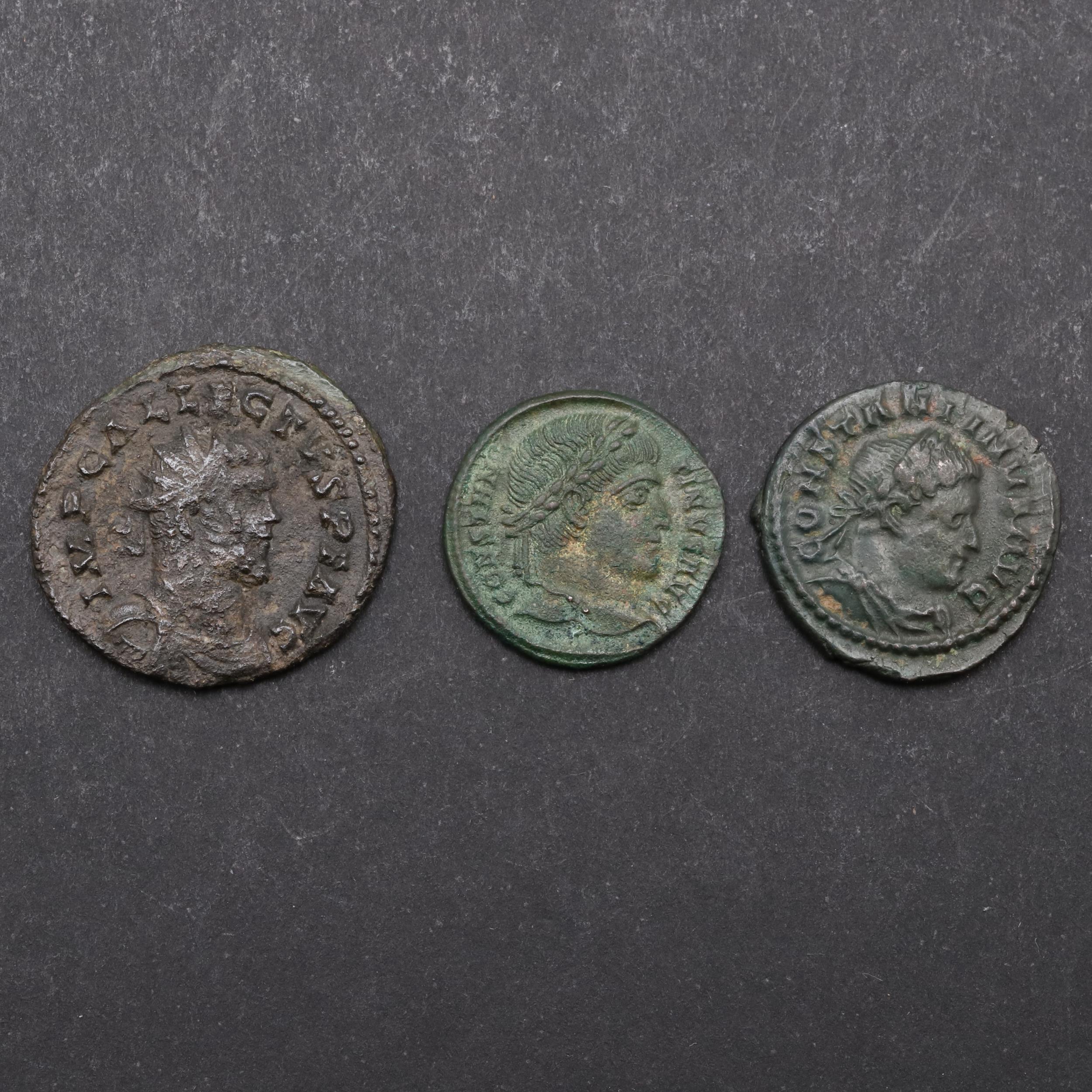 ROMAN IMPERIAL COINAGE: A RADIATE OF ALLECTUS AND TWO OTHERS.