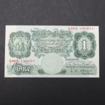 A BANK OF ENGLAND SEIRES 'A' BRITANNIA ISSUE ONE POUND NOTE.