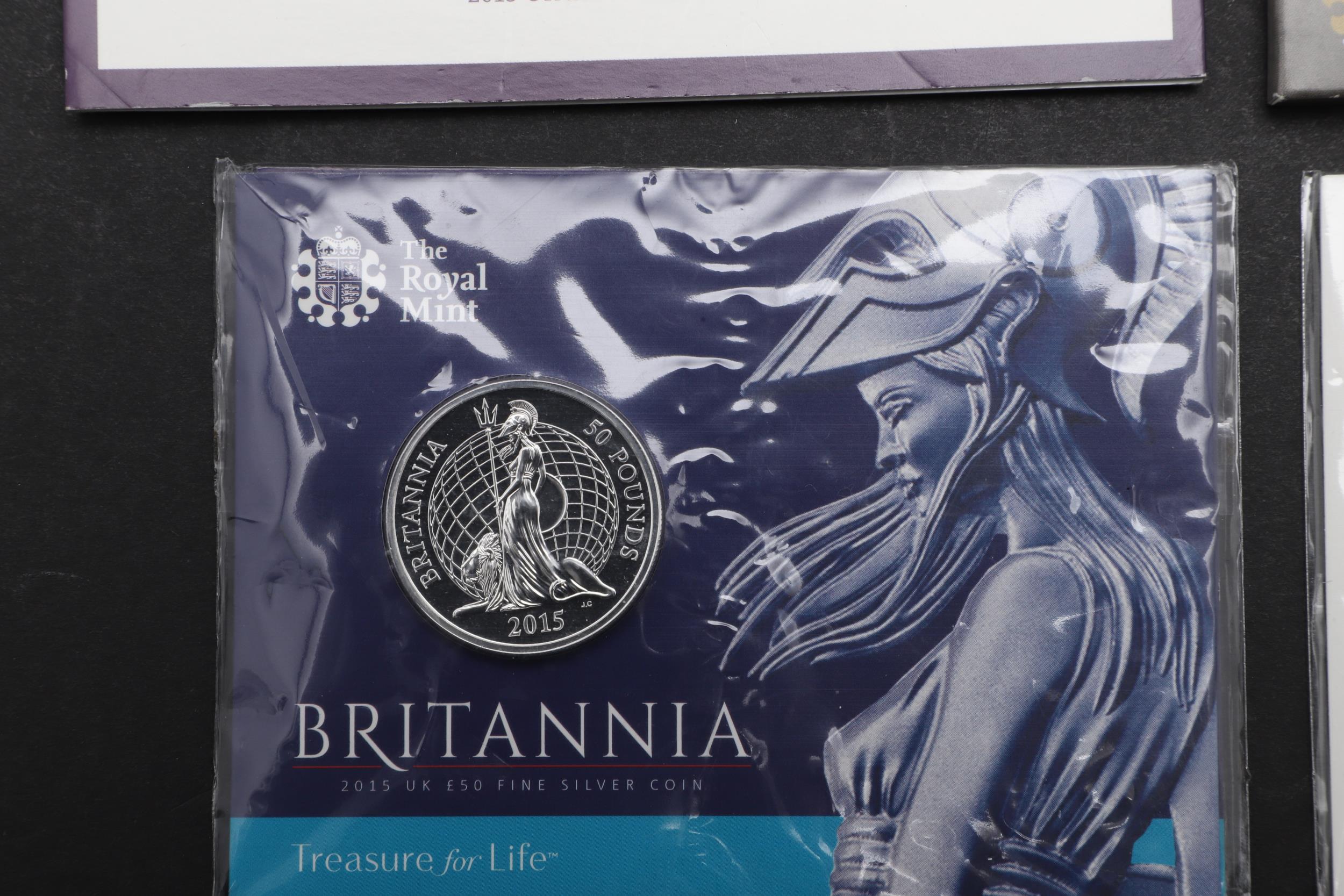 A COLLECTION OF ROYAL MINT RECENT HIGH VALUE SILVER ISSUES TO INCLUDE A 2015 £100 COIN. - Image 5 of 6