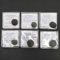 GREEK COINS: A COLLECTION OF SIX BRONZE COINS TO INCLUDE MACEDON.