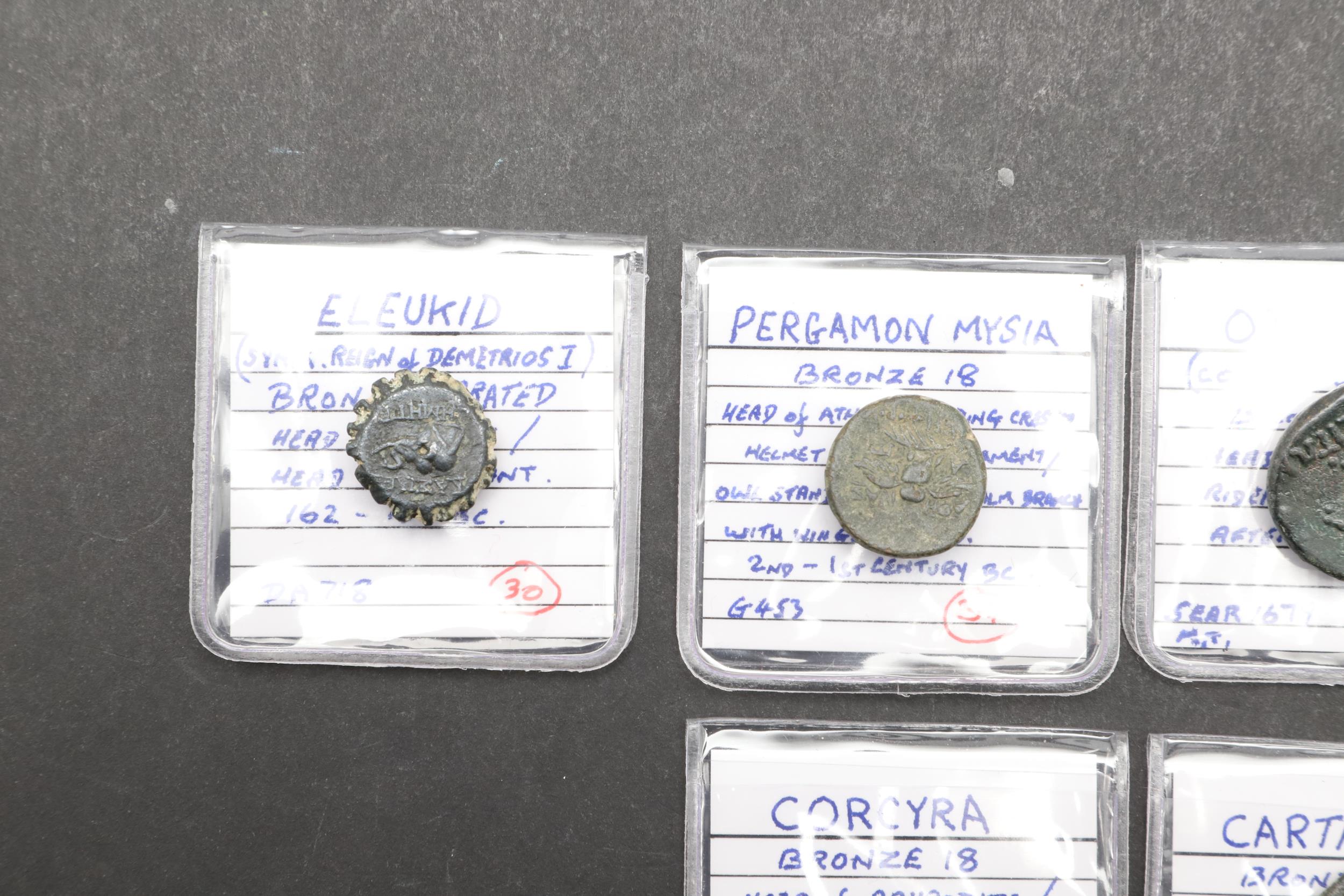 GREEK COINS: A COLLECTION OF SIX GREEK BRONZE COINS TO INCLUDE CORCYRA. - Image 3 of 7