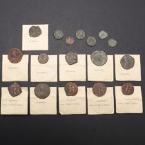 A COLLECTION OF BYZANTINE FOLLIS AND OTHER ANCIENT COINS.