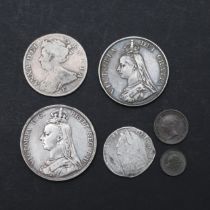 A QUEEN ANNE HALFCROWN, 1708 AND OTHER COINS.