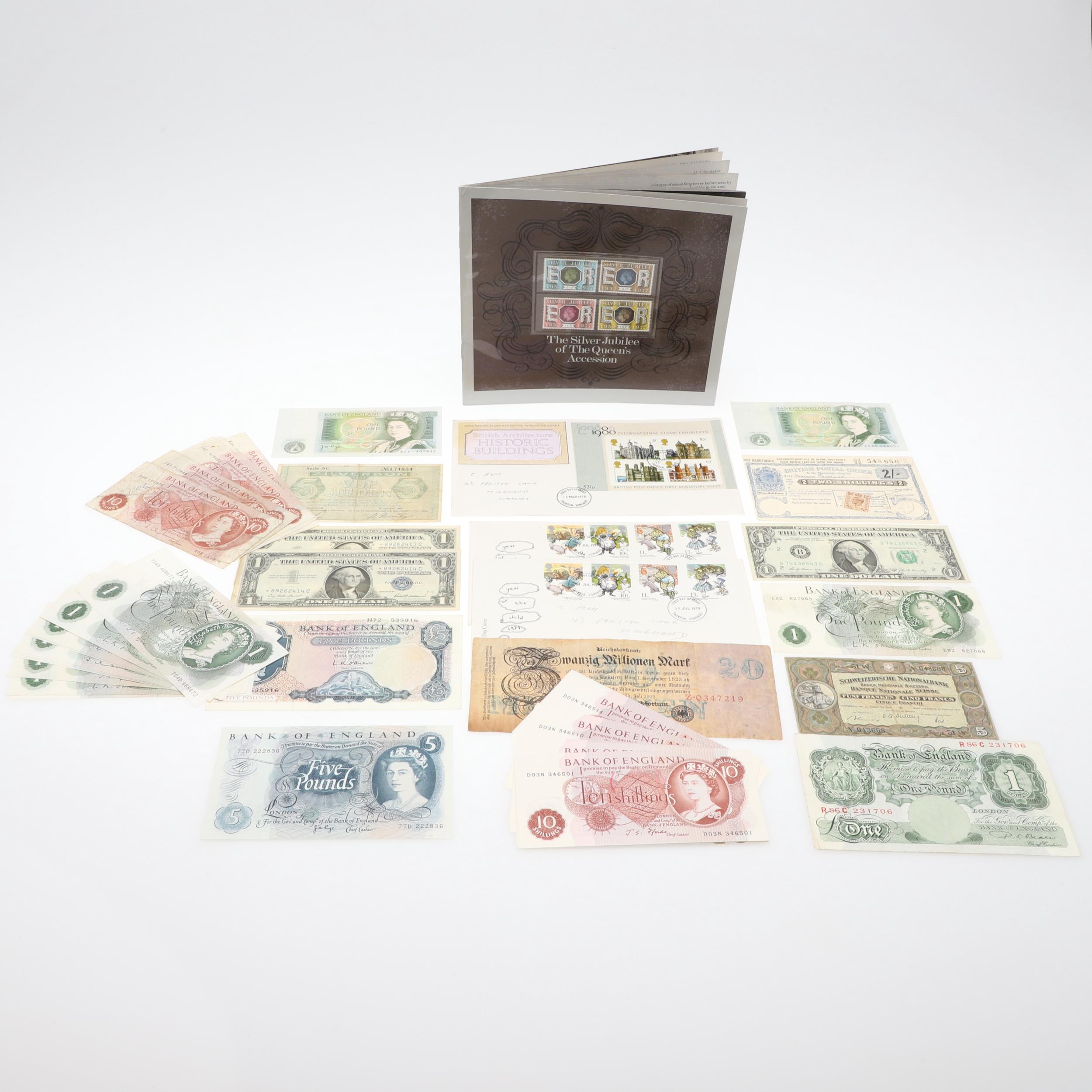 A SMALL COLLECTION OF BANKNOTES TO INCLUDE SEVENTEEN CONSECUTIVE TEN SHILLING NOTES. - Image 17 of 17