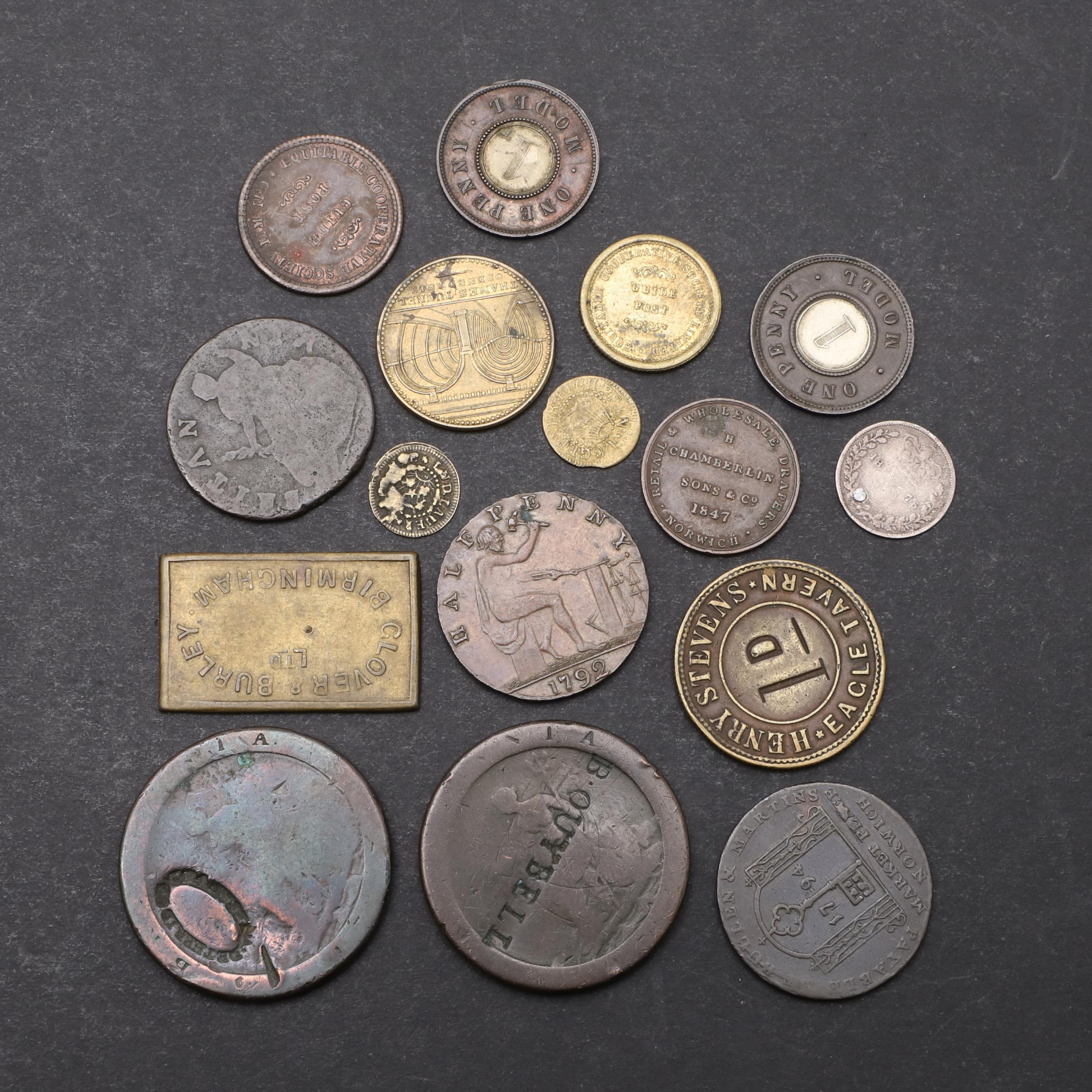 A COLLECTION OF TOKENS AND SIMILAR TO INCLUDE COUNTERMARKED EXAMPLES. - Image 4 of 6