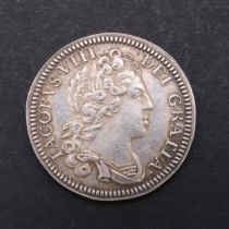 A JAMES VIII OF SCOTLAND SILVER GUINEA (1716) 1828 STRIKE.