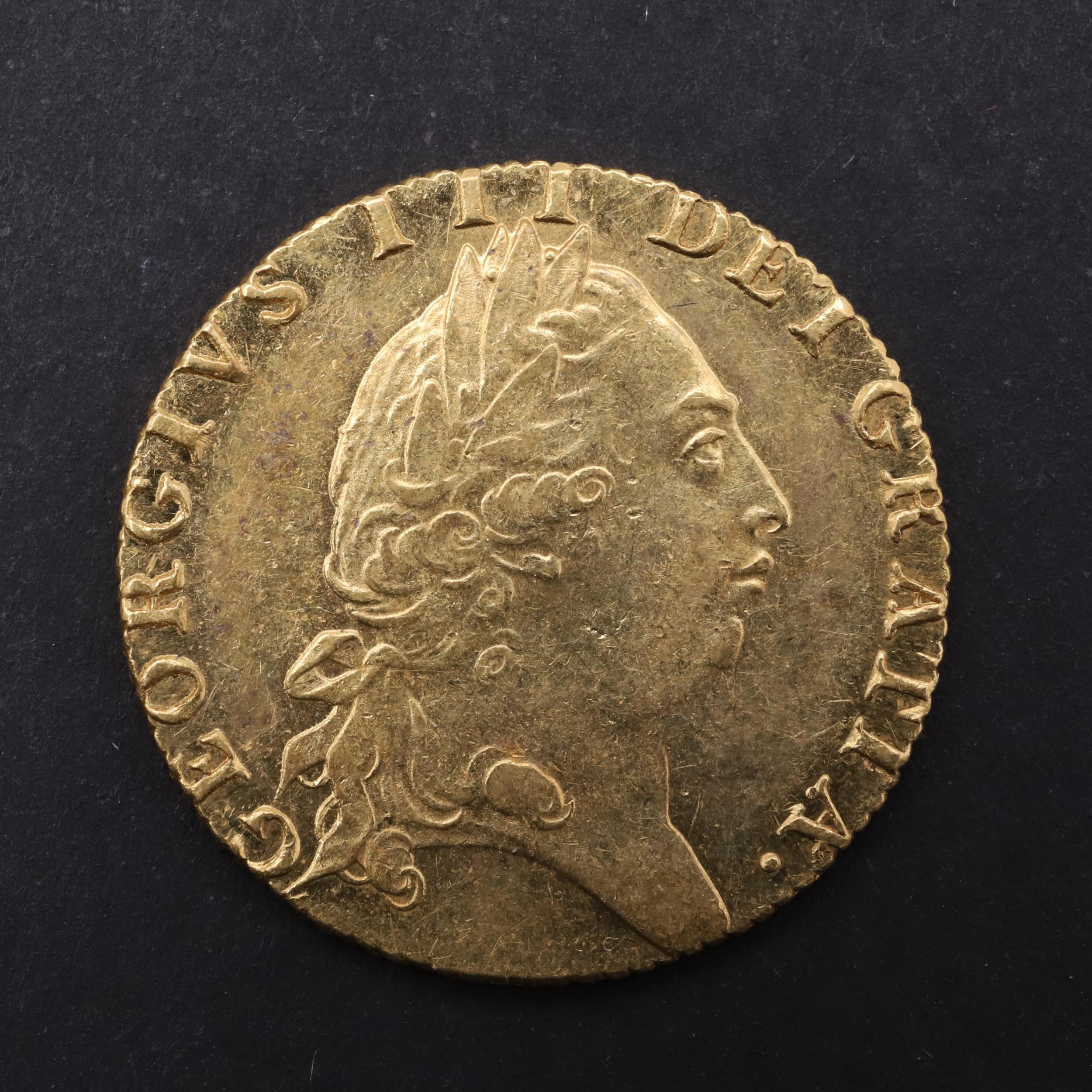 A GEORGE III 'SPADE' GUINEA, 1791.