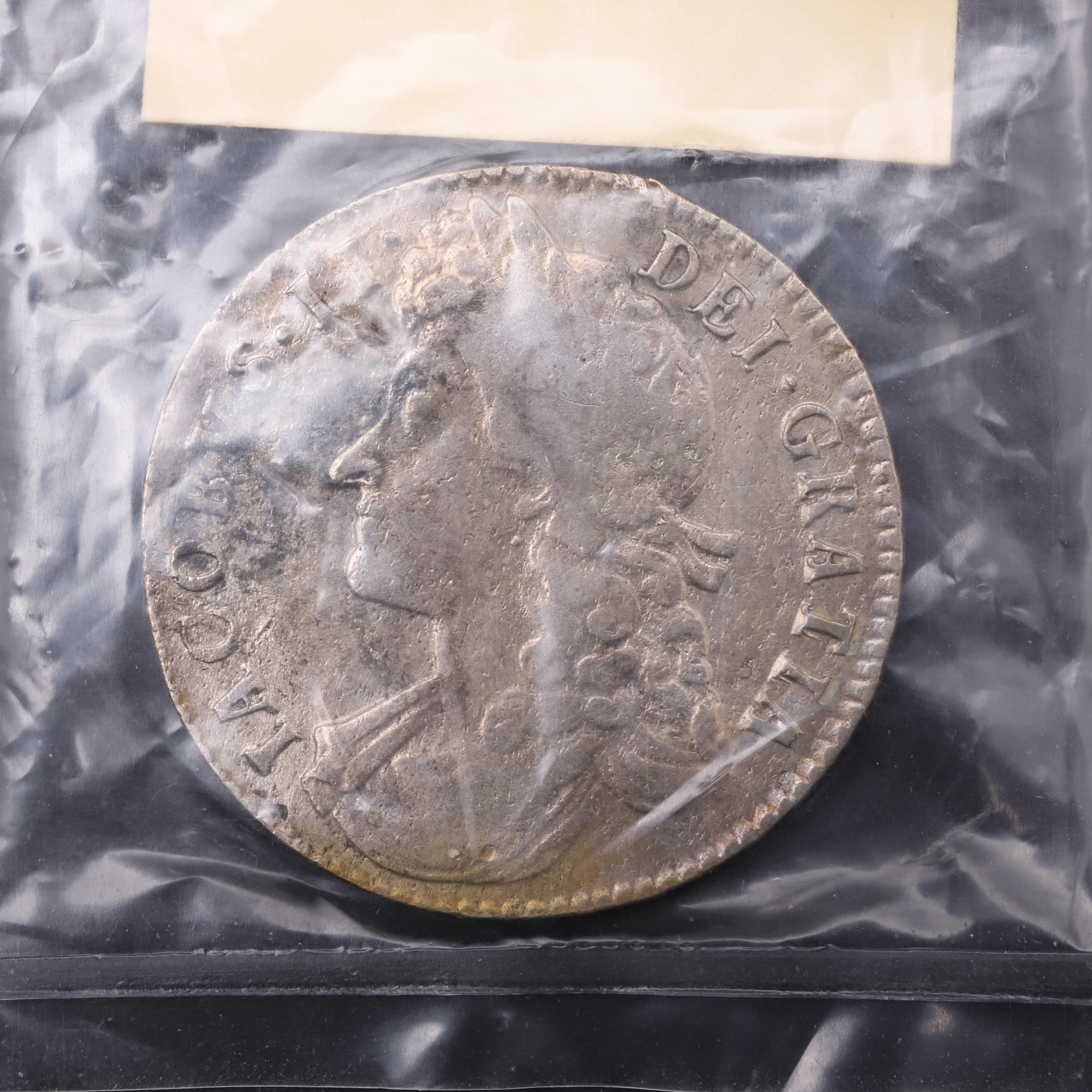 A JAMES II HALFCROWN, 1688, FROM THE WRECK OF THE ASSOCIATION.