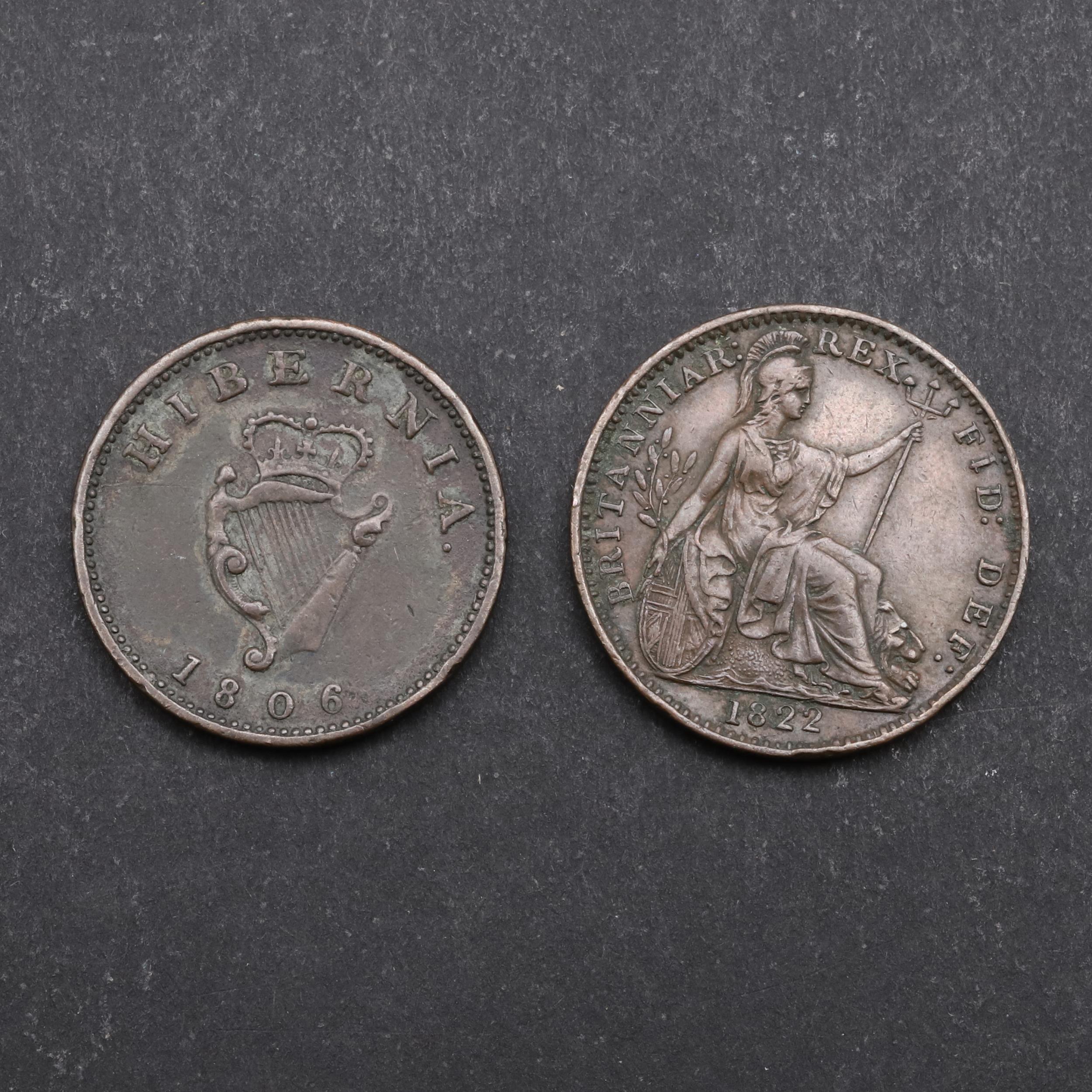 GEORGE III AND GEORGE IV FARTHINGS, 1806 AND 1822. - Bild 2 aus 3