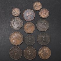 A MIXED COLLECTION OF JERSEY AND GUERNSEY COINS.