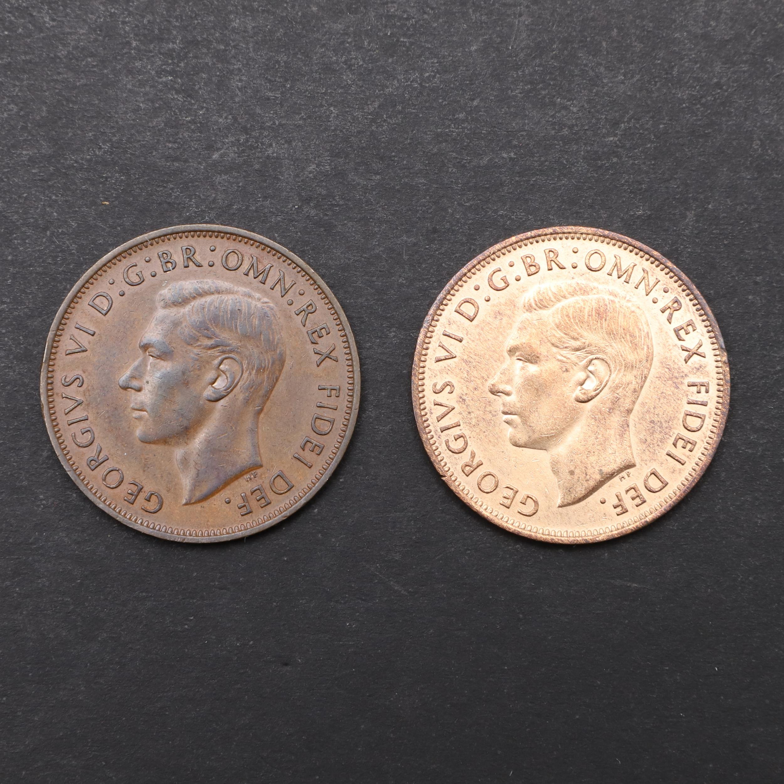 TWO GEORGE VI PENNIES, 1950 AND 1951.