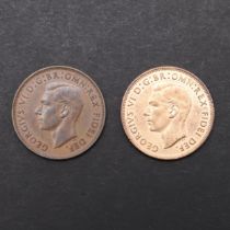 TWO GEORGE VI PENNIES, 1950 AND 1951.