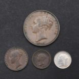 A SMALL COLLECTION OF VICTORIAN COINS TO INCLUDE AN 1841 PENNY.