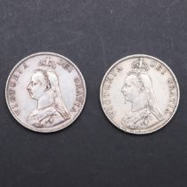 TWO QUEEN VICTORIA DOUBLE FLORINS, 1887 and 1889.