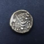 BRITISH IRON AGE, DUROTRIGES OR BELGEA, CHUTE TYPE SILVER STATER.