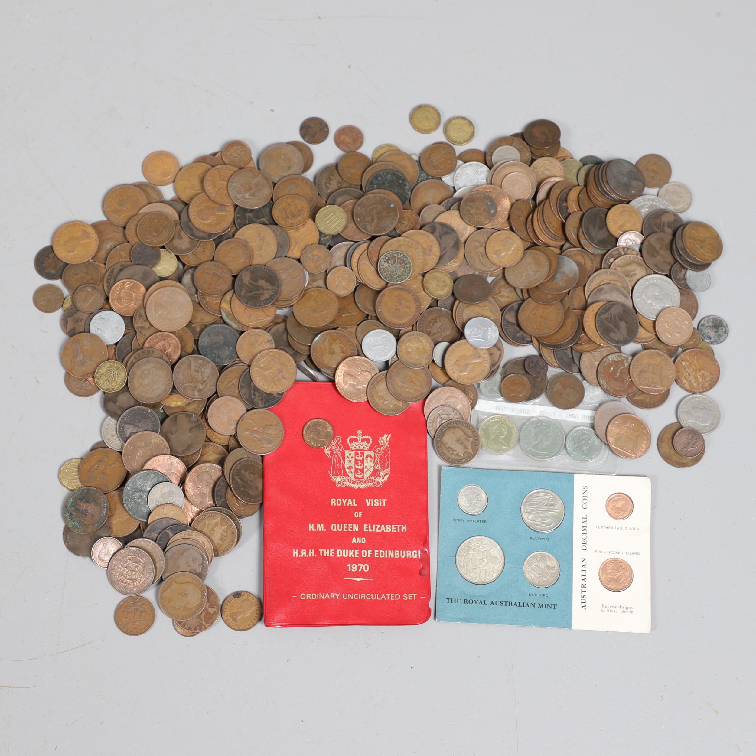A LARGE COLLECTION OF PRE-DECIMAL COINS TO INCLUDE PENNIES, SHILLINGS AND OTHERS.