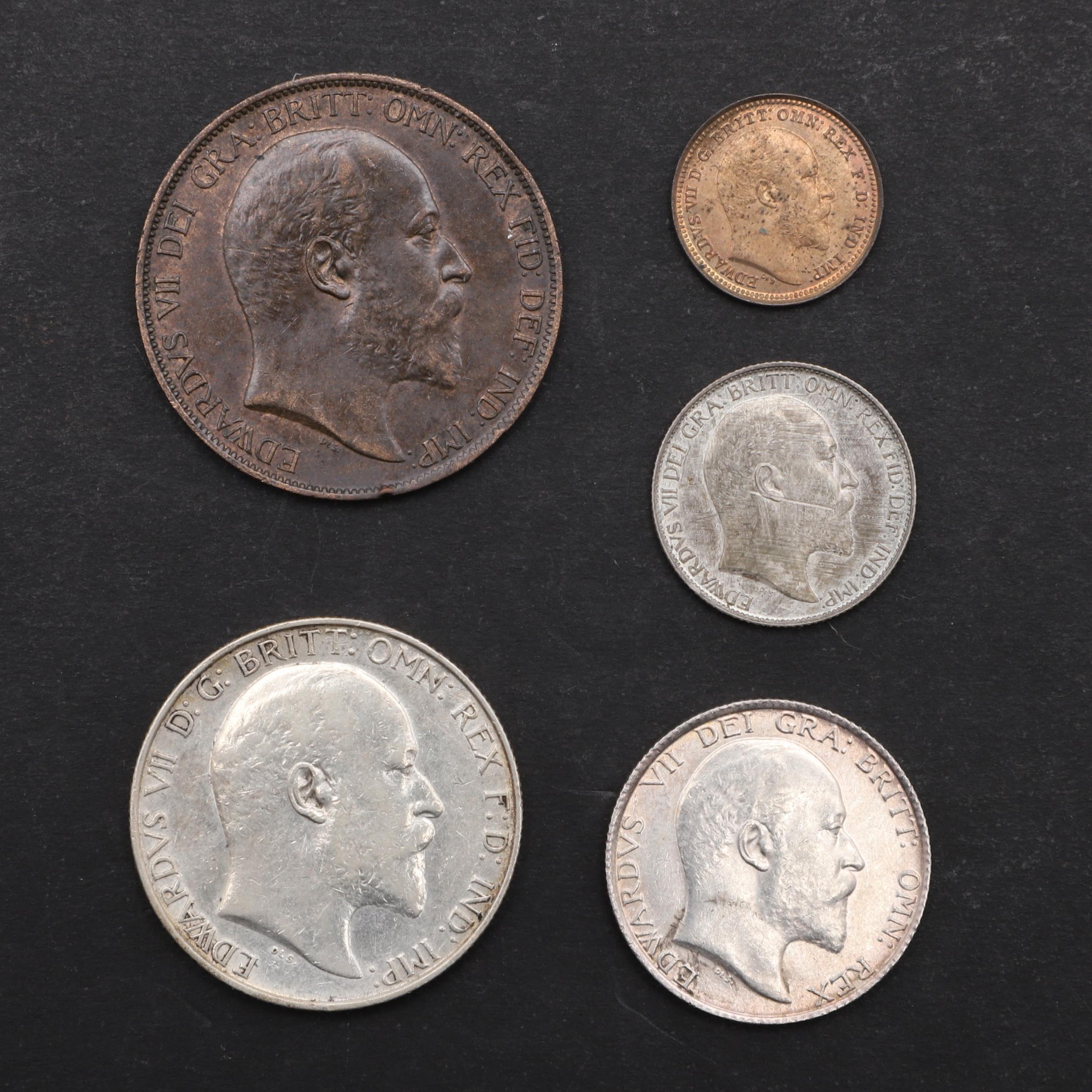 A COLLECTION OF EDWARD VII COINS TO INCLUDE A MATT PROOF SIXPENCE 1902.