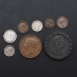 A COLLECTION OF GEORGE III AND LATER COPPER AND SMALL SILVER ISSUES.