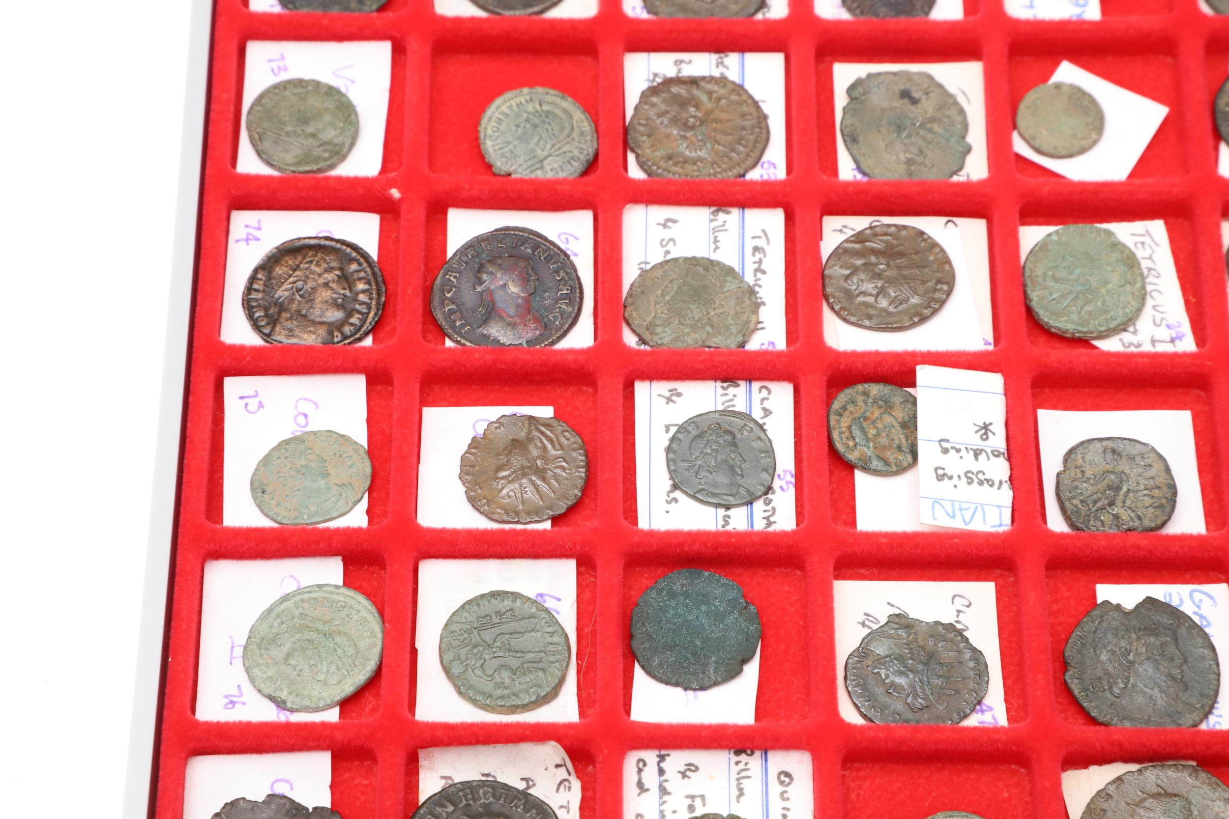 A COLLECTION OF ROMAN COINS IN A LINDNER COIN TRAY. - Image 6 of 11