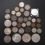 A COLLECTION OF AMERICAN COINS TO INCLUDE AN 1845 ONE CENT.