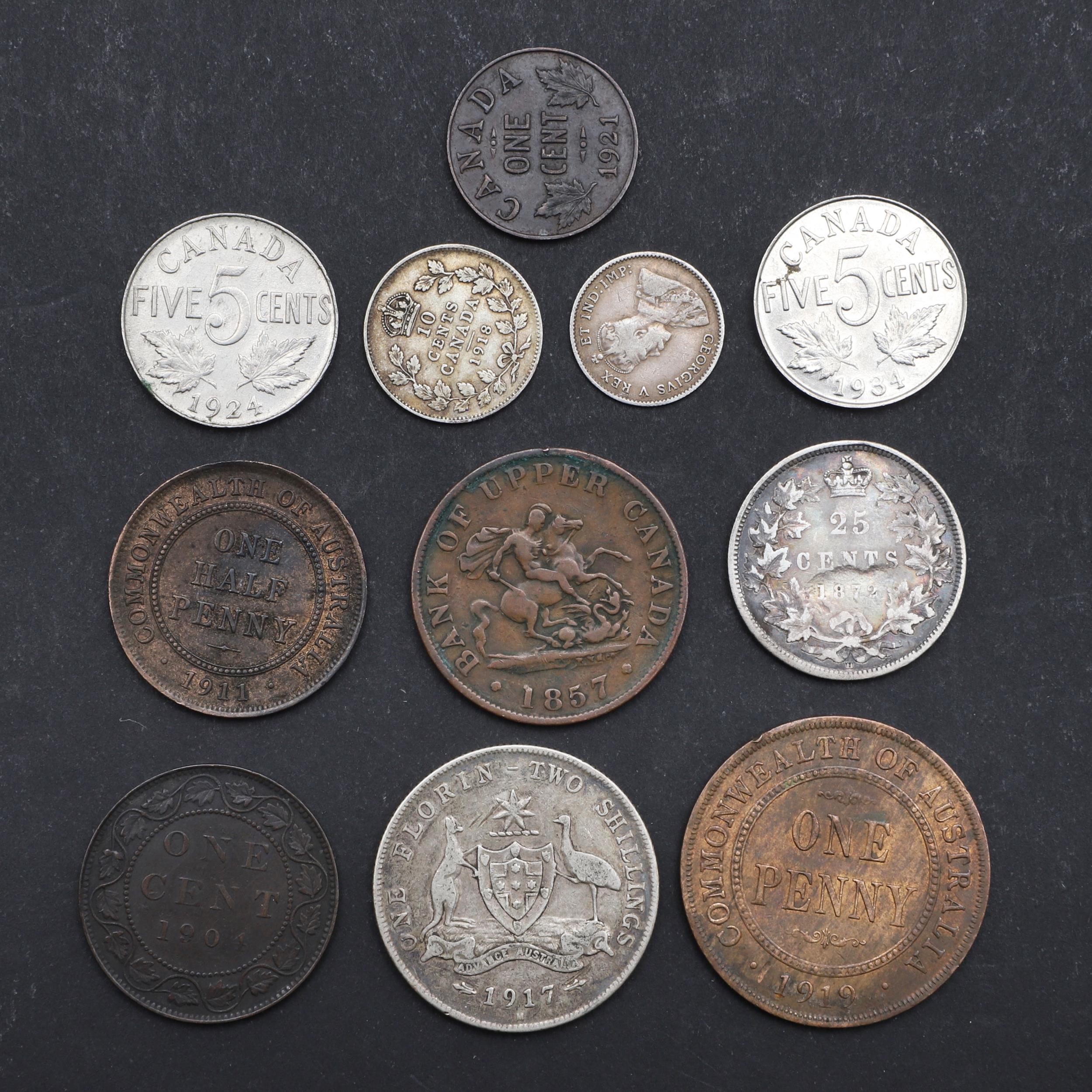 A SMALL COLLECTION OF CANADIAN AND AUSTRALIAN COINS. - Image 2 of 3