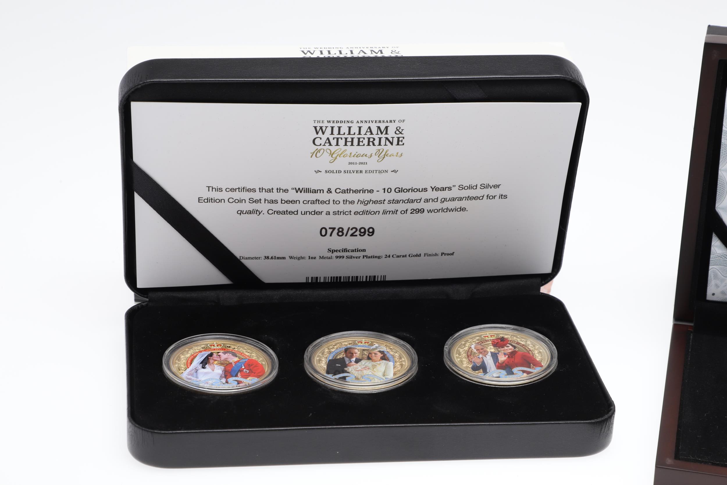 A WILLIAM AND CATHERINE THREE COIN SILVER COIN SET AND OTHER THEMED RECENT SILVER ISSUES. - Image 3 of 7