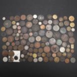A COLLECTION OF WORLD COINS TO INCLUDE SILVER AND LARGE COPPER.